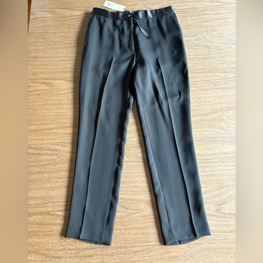 Topshop Black Tuxedo Pant With Silk Waistband